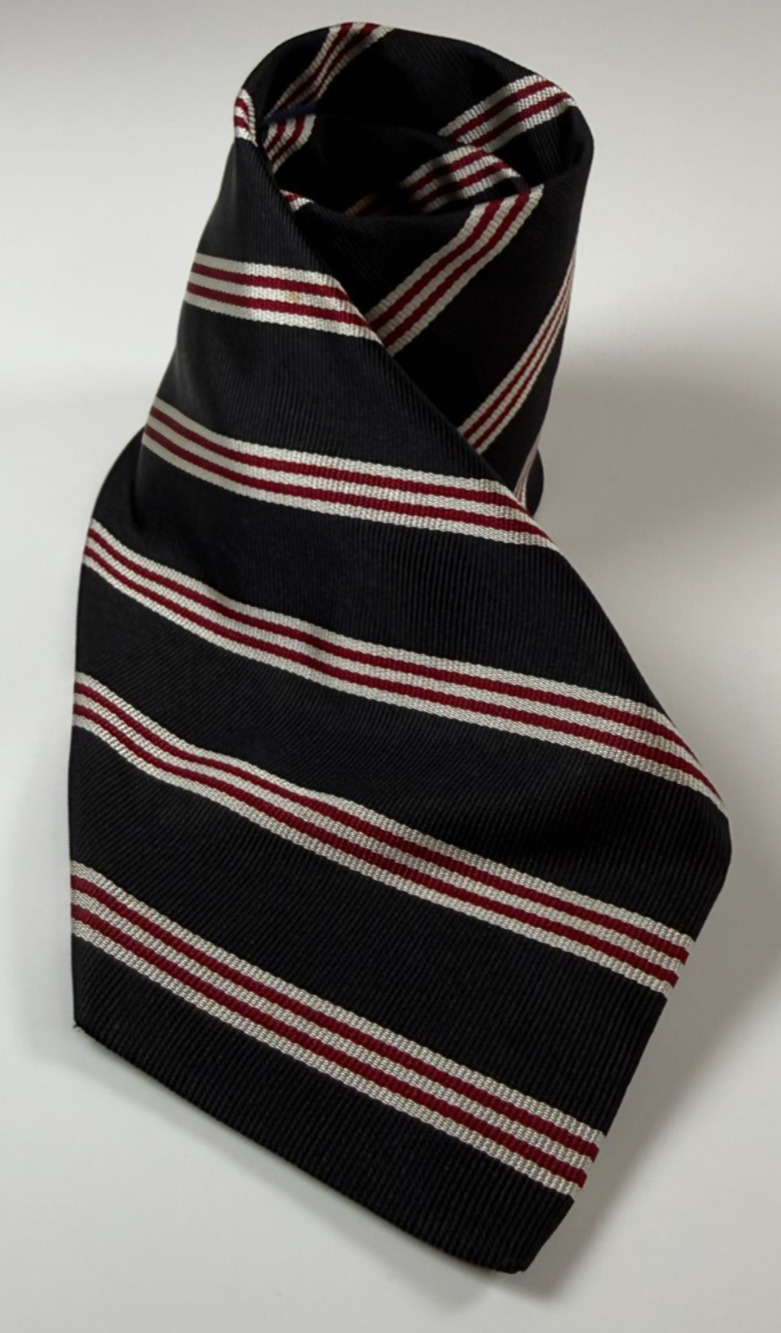 Brooks Brothers Makers Silk Tie Black Burgundy White Stripe Woven England USA